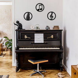 Wallity Just Music - 295 Escultura de Pared de Metal Negra (3 Piezas)